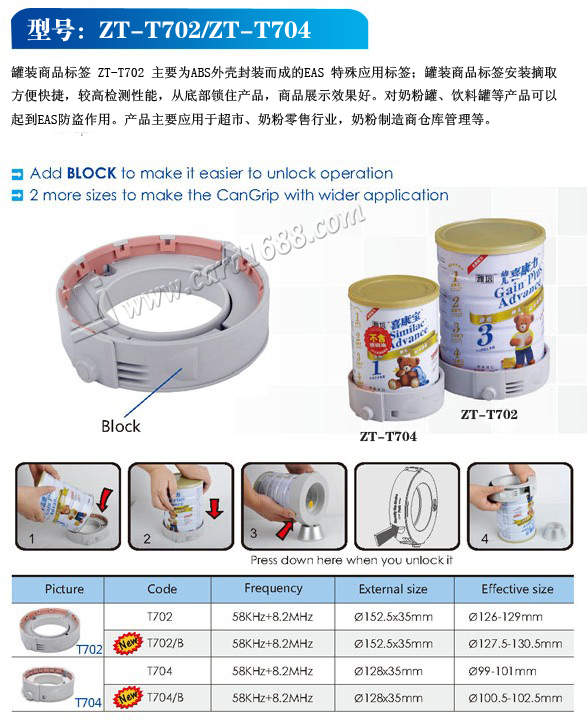 Product Type: ZT-T702/B (milk can safer)